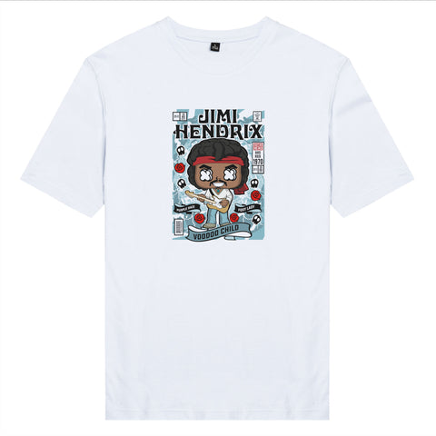 Áo thun unisex cotton in hình pop culture cartoon series - Jimi Hendrix (nhiều màu)