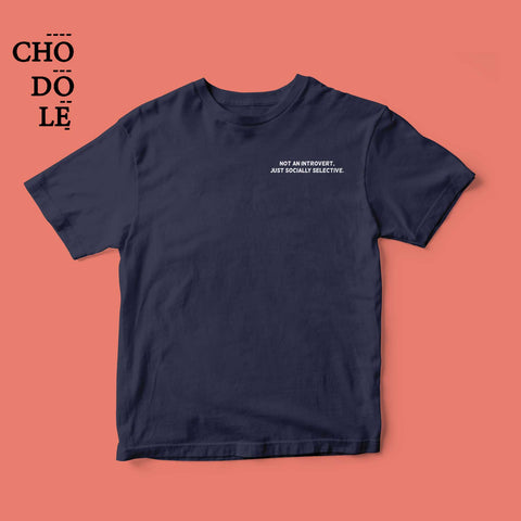 Áo thun unisex cotton 100% in quote  Not an introvert, just socially selective (nhiều màu)