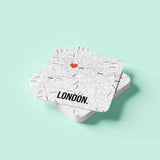 Đế lót ly vuông in hình Love City - London