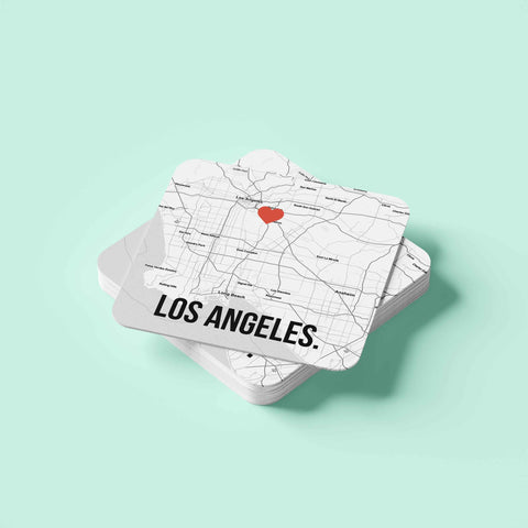 Đế lót ly vuông in hình Love City - Los Angeles