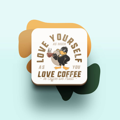Đế ly bằng gỗ in hình Coffee Lover Love yourself