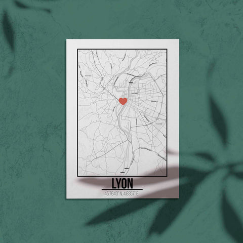 Tranh poster khổ A3 giấy mỹ thuật in hình Love City - Lyon