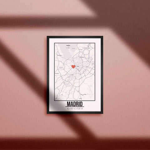 Tranh poster khổ A3 giấy mỹ thuật in hình Love City -  Madrid
