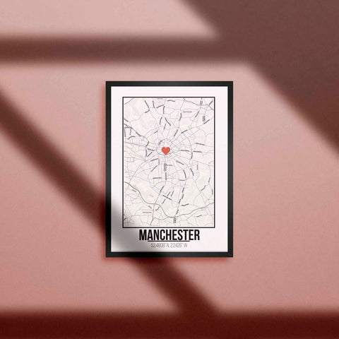 Tranh poster khổ A3 giấy mỹ thuật in hình Love City -Manchester