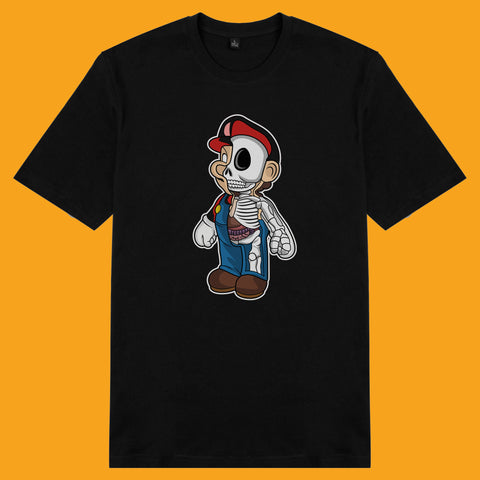 Áo thun unisex cotton in hình Half Skeleton series - Mario 2(nhiều màu)
