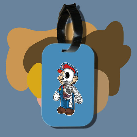 Travel tag cho túi xách/balo du lịch in hình Half Skeleton - Mario side