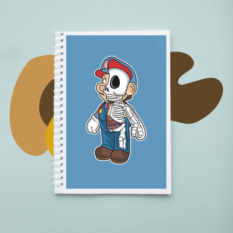 Sổ tay notebook giấy ford in hình Half Skeleton - Mario