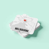 Đế lót ly vuông in hình Love City - Melbourne