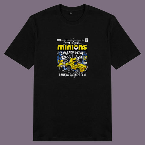 Áo thun unisex cotton in hình pop culture cartoon series - minion banana racing (nhiều màu)