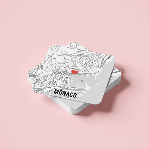 Đế lót ly vuông in hình Love City - Monaco