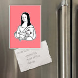 Miếng hít tủ lạnh giữ note in hình Monalisa and cat