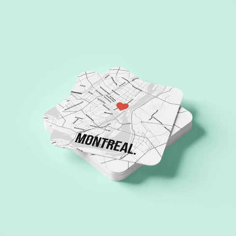 Đế lót ly vuông in hình Love City - Montreal