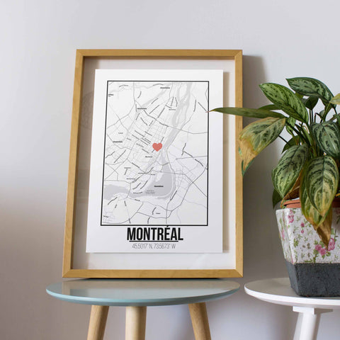 Tranh poster khổ A3 giấy mỹ thuật in hình Love City - Montreal