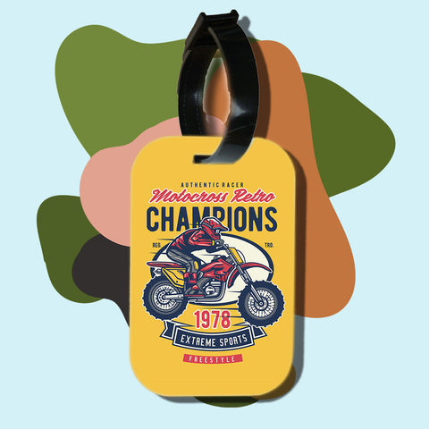 Travel tag cho túi xách/balo du lịch in hình motorcross retro champions