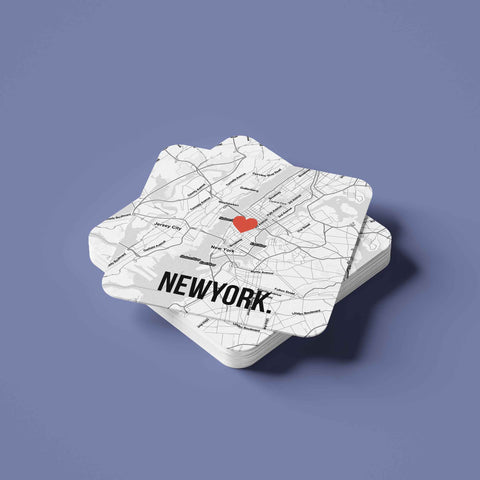 Đế lót ly vuông in hình Love City - NewYork