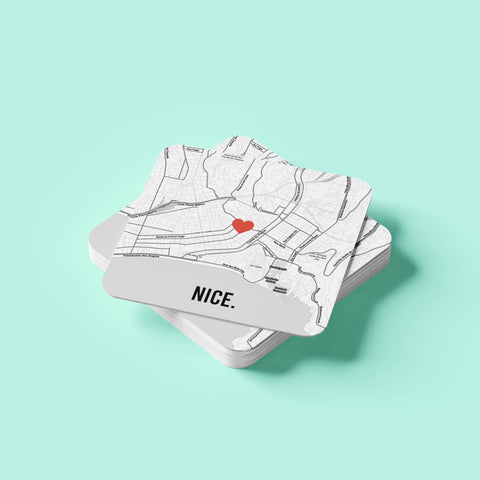 Đế lót ly vuông in hình Love City - Nice