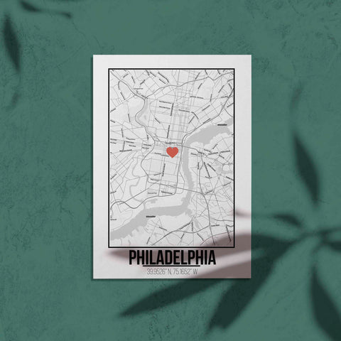 Tranh poster khổ A3 giấy mỹ thuật in hình Love City - Philadelphia