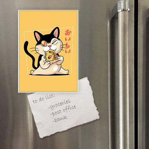 Miếng hít tủ lạnh giữ note in hình Pizza Cat