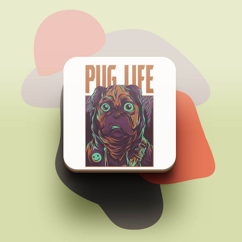 Đế ly bằng gỗ in hình Pug Life