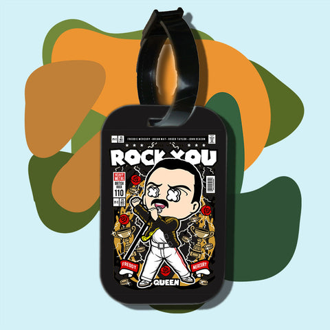 Travel tag cho túi xách/balo du lịch in pop culture cartoon series - Freddie Mercury Rock you