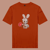 Áo thun unisex cotton in hình Half Skeleton series - Rabbit (nhiều màu)