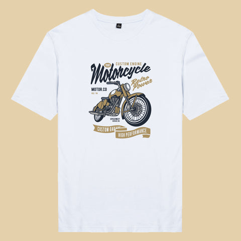 Áo thun unisex cotton 100% in hình Biker - Retro Power Motorcycle (nhiều màu)