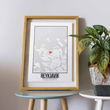 Tranh poster khổ A3 giấy mỹ thuật in hình Love City - Reyjavik