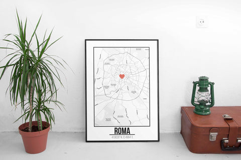 Tranh poster khổ A3 giấy mỹ thuật in hình Love City - Roma