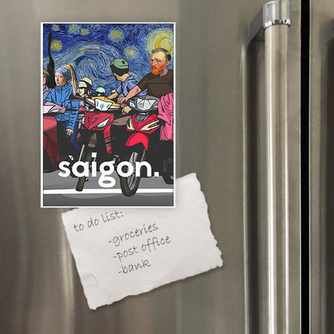 Miếng hít tủ lạnh giữ note in hình Van Gogn in Saigon