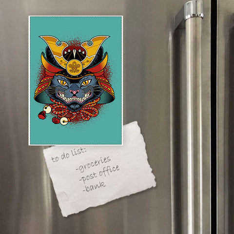Miếng hít tủ lạnh giữ note in hình Samurai Cat