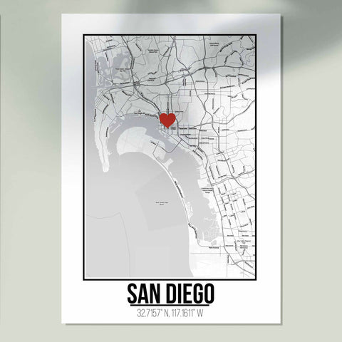 Tranh poster khổ A3 giấy mỹ thuật in hình Love City - San Diego