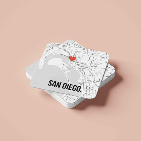 Đế lót ly vuông in hình Love City - San Diego