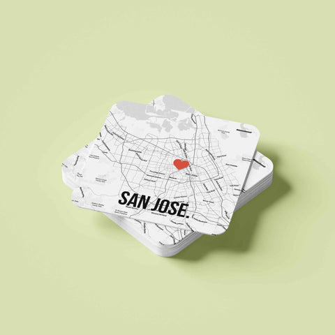 Đế lót ly vuông in hình Love City - San Jose