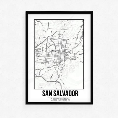 Tranh poster khổ A3 giấy mỹ thuật in hình Love City - San Salvador
