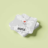 Đế lót ly vuông in hình Love City - Seatle