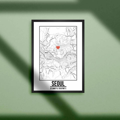 Tranh poster khổ A3 giấy mỹ thuật in hình Love City - Seoul