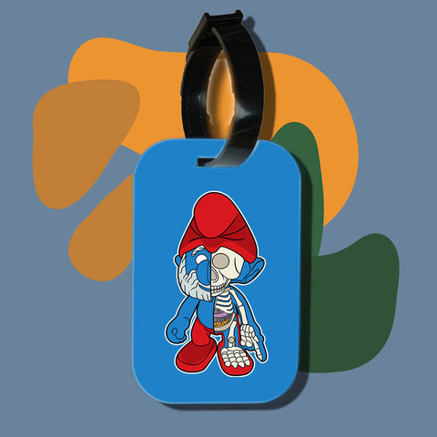 Travel tag cho túi xách/balo du lịch in hình Half Skeleton - Smurf