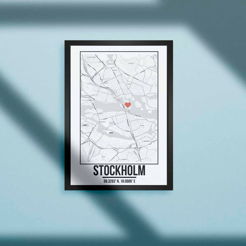 Tranh poster khổ A3 giấy mỹ thuật in hình Love City - Stockholm