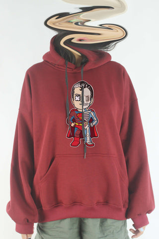 Áo khoác hoodie unisex cotton hình Half Skeleton series - Superman 2(nhiều màu)