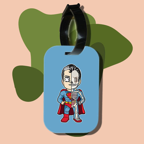 Travel tag cho túi xách/balo du lịch in hình  Half Skeleton - Superman