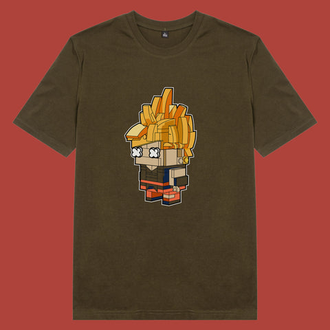 Áo thun unisex cotton in hình funky cartoon series - super saiyan lego (nhiều màu)