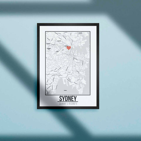 Tranh poster khổ A3 giấy mỹ thuật in hình Love City - Sydney