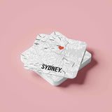 Đế lót ly vuông in hình Love City - Sydney
