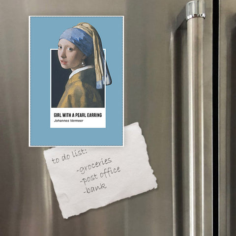 Miếng hít tủ lạnh giữ note in hình Pantone The girl with pearl earring