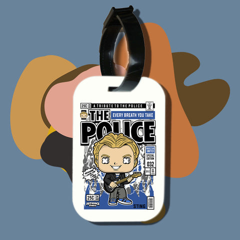 Travel tag cho túi xách/balo du lịch in hình pop culture cartoon series - The Police - Sting