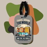 Travel tag cho túi xách/balo du lịch in hình pop culture cartoon series - travel around the world