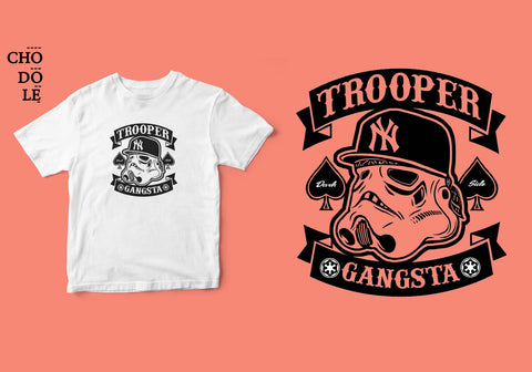 Áo thun unisex cotton 100% in hình Super Heroes Series - Trooper Gangsta (nhiều màu)