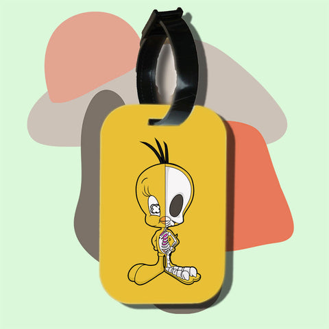 Travel tag cho túi xách/balo du lịch in hình Half Skeleton series - Tweety half