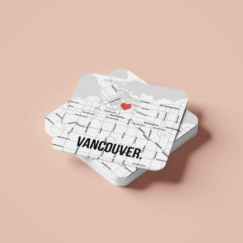 Đế lót ly vuông in hình Love City - Vancouver