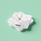 Đế lót ly vuông in hình Love City - Venice